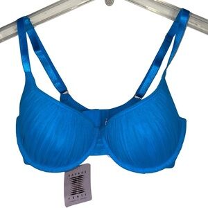 Savage X Fenty Gathered Mesh Balconette Bra in Wildflow Blue Size 34D NWT